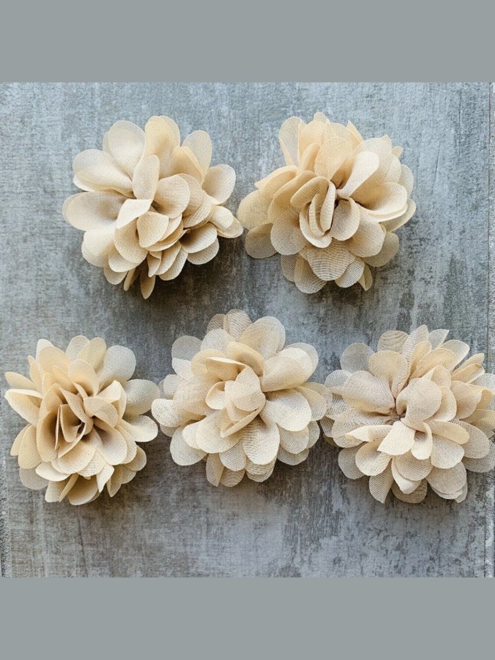 Handmade Set of 5 Chiffon Flower Fridge Refrigerator Magnets Boho Decor Beige